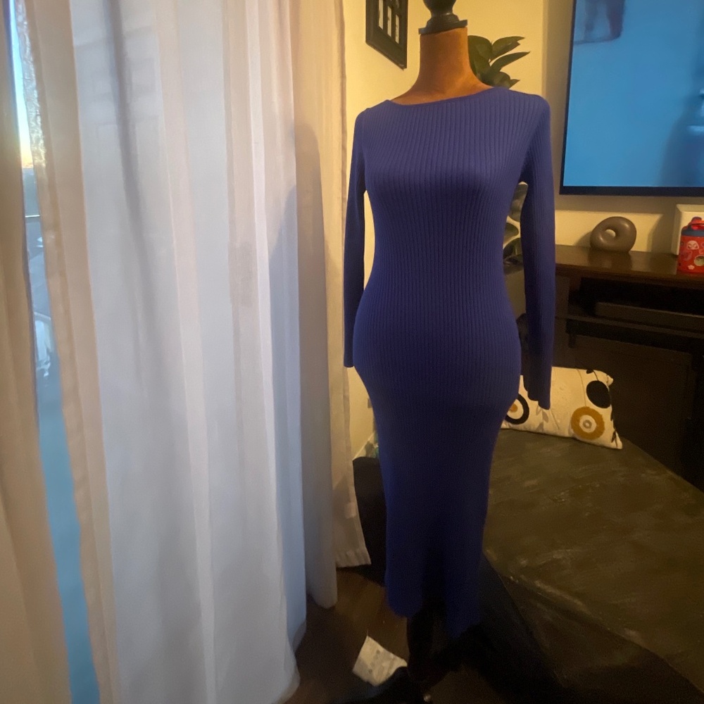 Prettyguide  blue ribbed mini dress size S